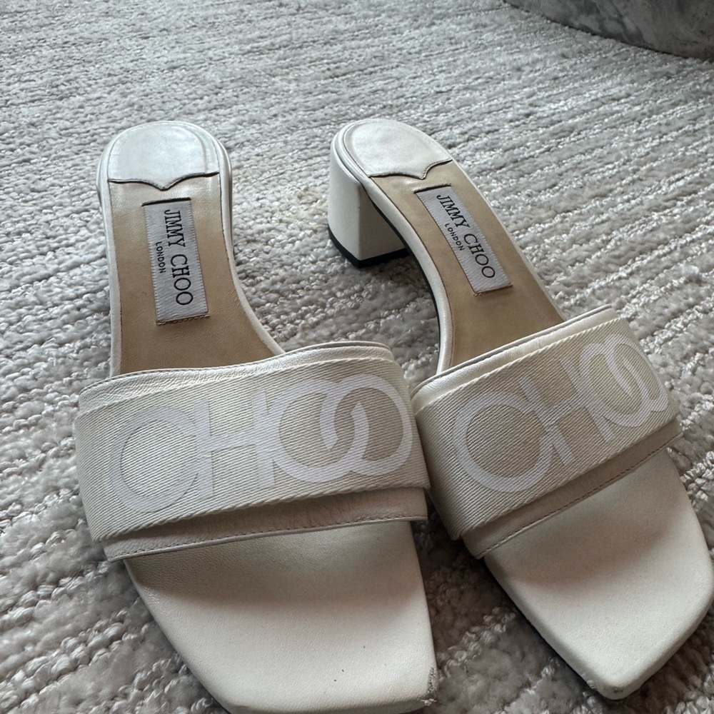 Jimmy Choo Swede white Slide Sandals